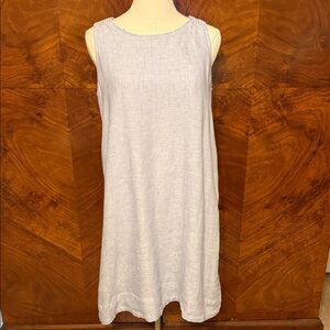 Sleeveless Linen Shift Dress in Soft Blue
